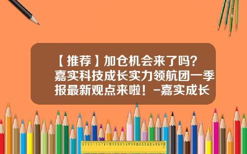 【推荐】加仓机会来了吗？嘉实科技成长实力领航团一季报最新观点来啦！-嘉实成长基金怎么样