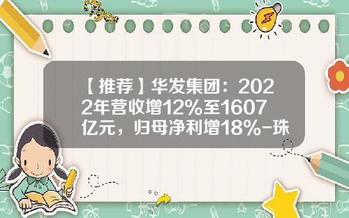 【推荐】华发集团：2022年营收增12%至1607亿元，归母净利增18%-珠海华发公司利润表