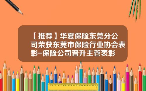 【推荐】华夏保险东莞分公司荣获东莞市保险行业协会表彰-保险公司晋升主管表彰