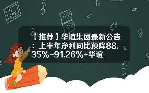 【推荐】华谊集团最新公告：上半年净利同比预降88.35%-91.26%-华谊市值多少