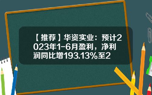 【推荐】华资实业：预计2023年1-6月盈利，净利润同比增193.13%至233.05%-华资实业股票资讯官网