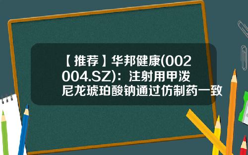 【推荐】华邦健康(002004.SZ)：注射用甲泼尼龙琥珀酸钠通过仿制药一致性评价-重庆华邦制药股份有限公司