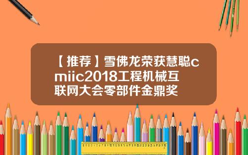 【推荐】雪佛龙荣获慧聪cmiic2018工程机械互联网大会零部件金鼎奖
