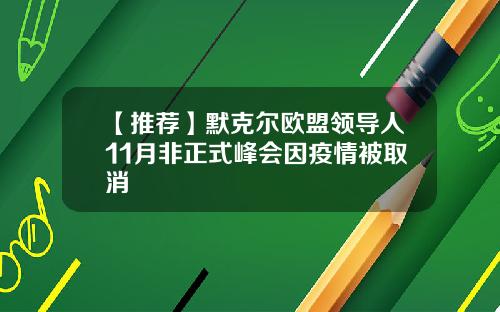 【推荐】默克尔欧盟领导人11月非正式峰会因疫情被取消