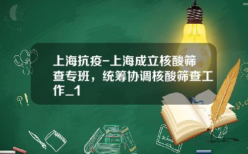 上海抗疫-上海成立核酸筛查专班，统筹协调核酸筛查工作_1