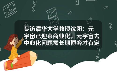 专访清华大学教授沈阳：元宇宙已迎来商业化，元宇宙去中心化问题需长期博弈才有定论