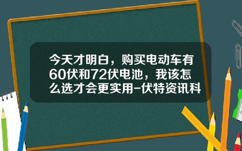 今天才明白，购买电动车有60伏和72伏电池，我该怎么选才会更实用-伏特资讯科学的股票成交额【新闻】.
