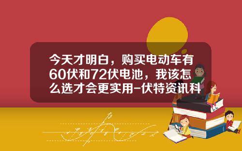 今天才明白，购买电动车有60伏和72伏电池，我该怎么选才会更实用-伏特资讯科学股票今开【新闻】.