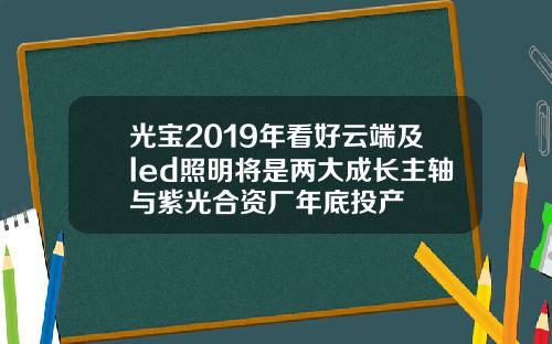 光宝2019年看好云端及led照明将是两大成长主轴与紫光合资厂年底投产