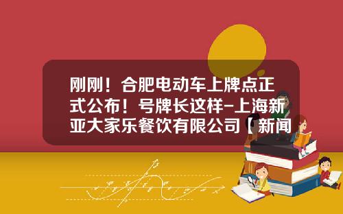 刚刚！合肥电动车上牌点正式公布！号牌长这样-上海新亚大家乐餐饮有限公司【新闻】.