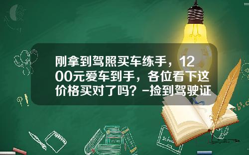 刚拿到驾照买车练手，1200元爱车到手，各位看下这价格买对了吗？-捡到驾驶证能卖多少钱【新闻】.