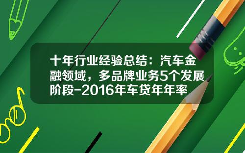 十年行业经验总结：汽车金融领域，多品牌业务5个发展阶段-2016年车贷年年率多少【新闻】.