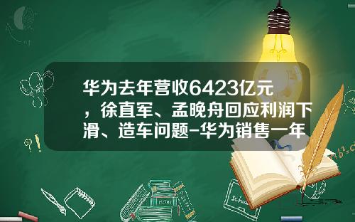 华为去年营收6423亿元，徐直军、孟晚舟回应利润下滑、造车问题-华为销售一年多少【新闻】.