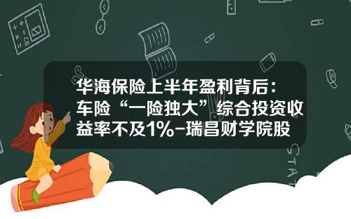华海保险上半年盈利背后：车险“一险独大”综合投资收益率不及1%-瑞昌财学院股份有限公司【新闻】.