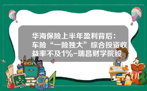 华海保险上半年盈利背后：车险“一险独大”综合投资收益率不及1%-瑞昌财学院股份有限公司