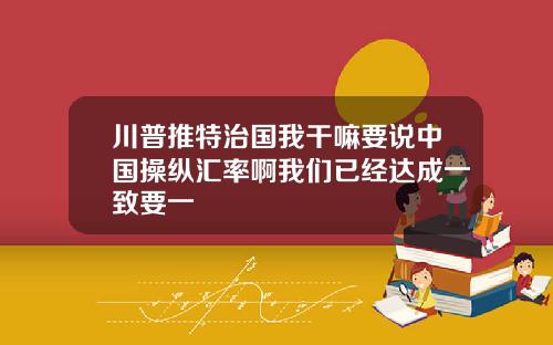 川普推特治国我干嘛要说中国操纵汇率啊我们已经达成一致要一