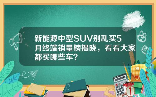 新能源中型SUV别乱买5月终端销量榜揭晓，看看大家都买哪些车？