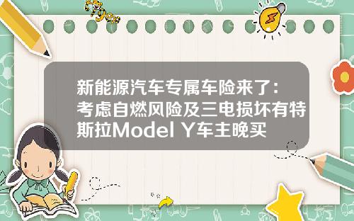 新能源汽车专属车险来了：考虑自燃风险及三电损坏有特斯拉Model Y车主晚买几天价格翻倍