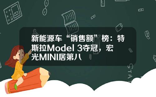 新能源车“销售额”榜：特斯拉Model 3夺冠，宏光MINI居第八