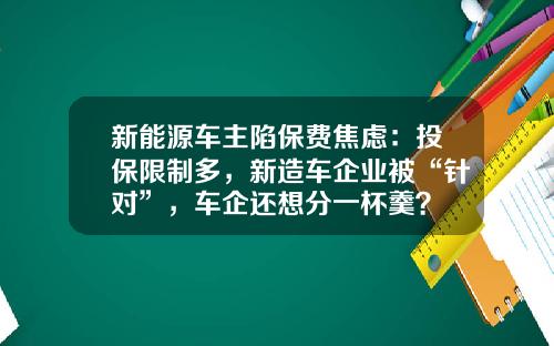 新能源车主陷保费焦虑：投保限制多，新造车企业被“针对”，车企还想分一杯羹？
