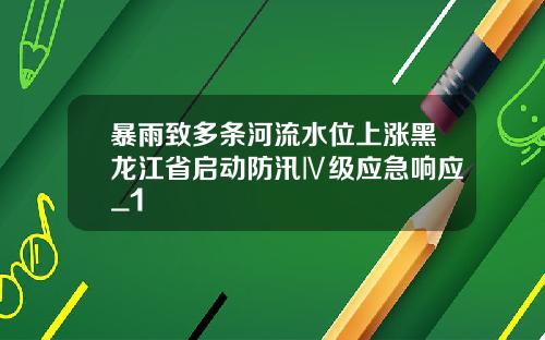 暴雨致多条河流水位上涨黑龙江省启动防汛Ⅳ级应急响应_1