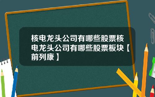 核电龙头公司有哪些股票核电龙头公司有哪些股票板块【前列康】