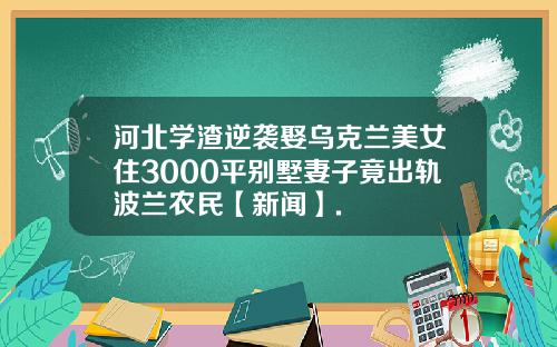 河北学渣逆袭娶乌克兰美女住3000平别墅妻子竟出轨波兰农民【新闻】.