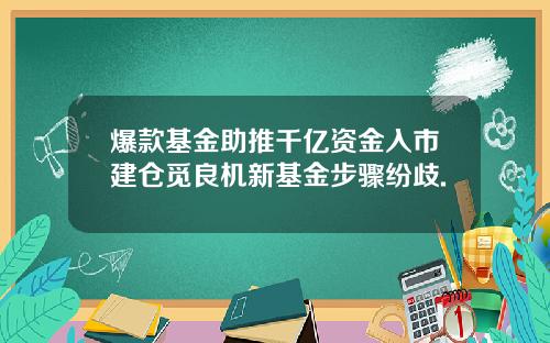 爆款基金助推千亿资金入市建仓觅良机新基金步骤纷歧.