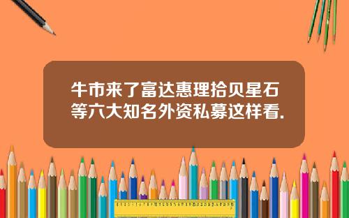 牛市来了富达惠理拾贝星石等六大知名外资私募这样看.