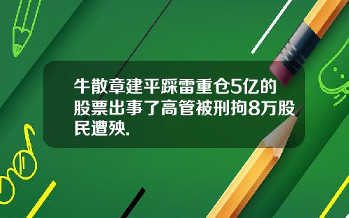 牛散章建平踩雷重仓5亿的股票出事了高管被刑拘8万股民遭殃.