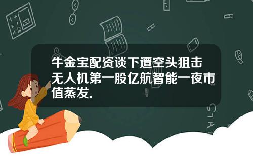 牛金宝配资谈下遭空头狙击无人机第一股亿航智能一夜市值蒸发.
