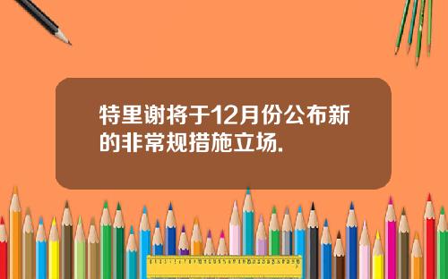 特里谢将于12月份公布新的非常规措施立场.