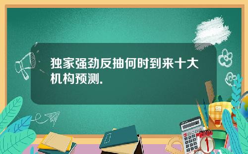 独家强劲反抽何时到来十大机构预测.