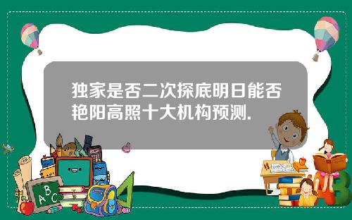 独家是否二次探底明日能否艳阳高照十大机构预测.