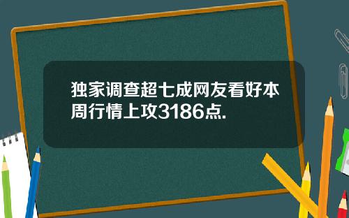 独家调查超七成网友看好本周行情上攻3186点.