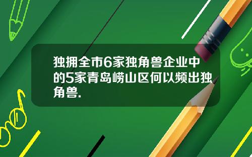 独拥全市6家独角兽企业中的5家青岛崂山区何以频出独角兽.