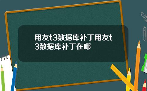 用友t3数据库补丁用友t3数据库补丁在哪