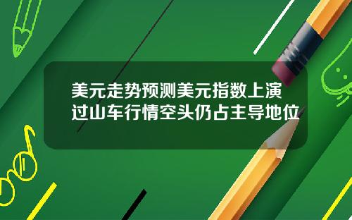 美元走势预测美元指数上演过山车行情空头仍占主导地位