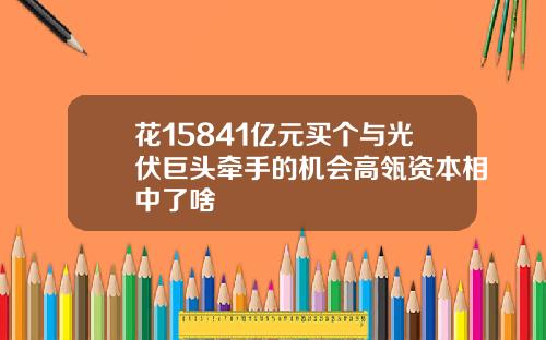 花15841亿元买个与光伏巨头牵手的机会高瓴资本相中了啥