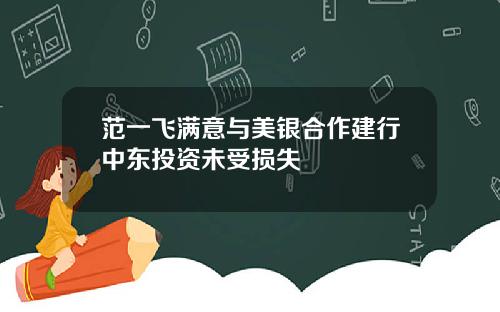范一飞满意与美银合作建行中东投资未受损失