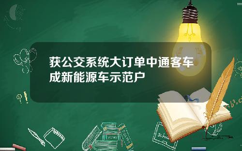 获公交系统大订单中通客车成新能源车示范户