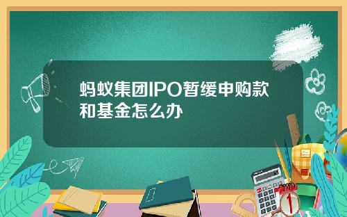蚂蚁集团IPO暂缓申购款和基金怎么办