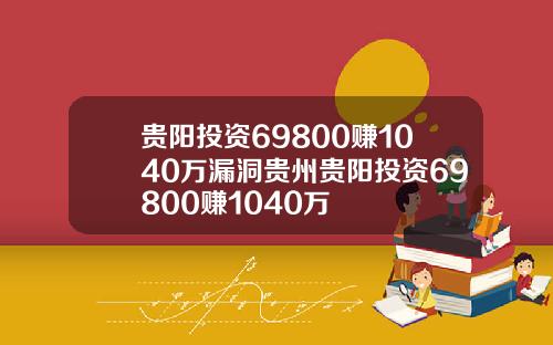 贵阳投资69800赚1040万漏洞贵州贵阳投资69800赚1040万