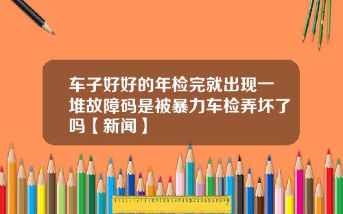 车子好好的年检完就出现一堆故障码是被暴力车检弄坏了吗【新闻】