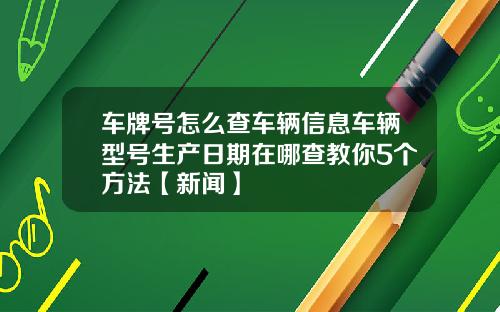 车牌号怎么查车辆信息车辆型号生产日期在哪查教你5个方法【新闻】