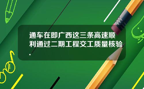 通车在即广西这三条高速顺利通过二期工程交工质量核验.