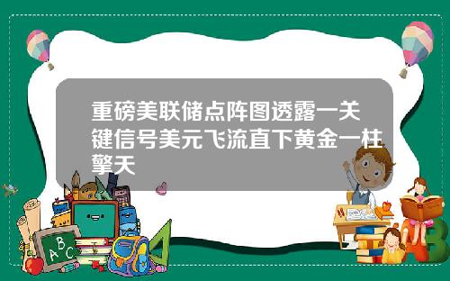 重磅美联储点阵图透露一关键信号美元飞流直下黄金一柱擎天