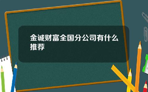 金诚财富全国分公司有什么推荐