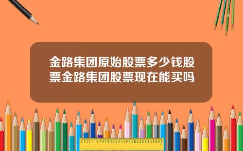 金路集团原始股票多少钱股票金路集团股票现在能买吗