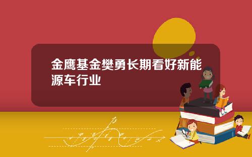 金鹰基金樊勇长期看好新能源车行业